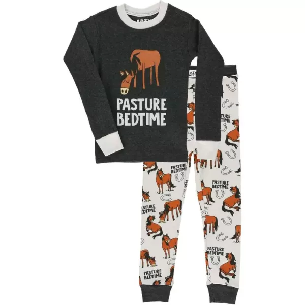 Lazy One Warm LongSleeve PJ Sets for Girls and Boys Funny Kids Pajama Sets Cozy ComfyPasture Bedtime Grey Pajama Sets