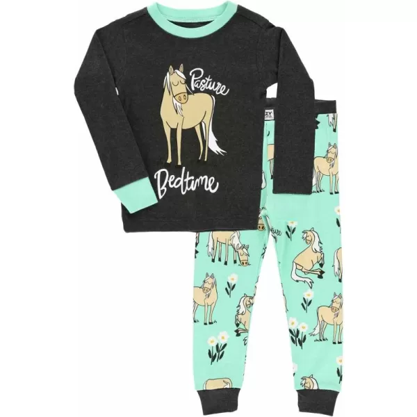 Lazy One Warm LongSleeve PJ Sets for Girls and Boys Funny Kids Pajama Sets Cozy ComfyPasture Bedtime Mint Pajama Sets