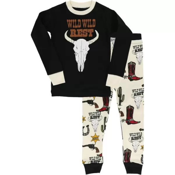 Lazy One Warm LongSleeve PJ Sets for Girls and Boys Funny Kids Pajama Sets Cozy ComfyWild Wild Rest Pajama Sets
