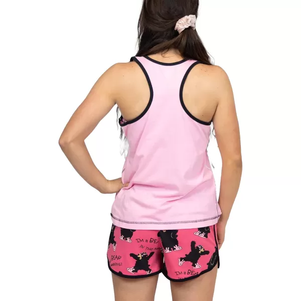 Lazy One Matching Pajamas for Women Cute Pajama Shorts and Tank Top Set Animal Bear in The Morning Medium