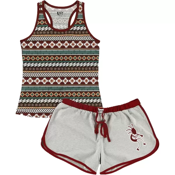 Lazy One Matching Pajamas for Women Cute Pajama Shorts and Tank Top Set Southwest Kokopelli Medium