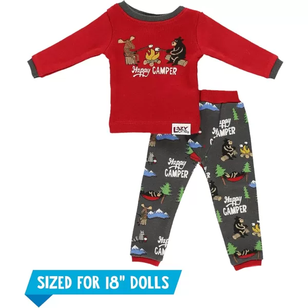 LazyOne Matching Sleep Wild Doll Pjs for Dolls and Kids American 18Inch Girl Doll Accessories Doll Clothes Matching Pajama Set for DollsHappy Camper Set