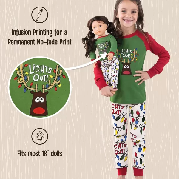 LazyOne Matching Sleep Wild Doll Pjs for Dolls and Kids American 18Inch Girl Doll Accessories Doll Clothes Matching Pajama Set for DollsLights Out Set