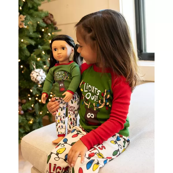 LazyOne Matching Sleep Wild Doll Pjs for Dolls and Kids American 18Inch Girl Doll Accessories Doll Clothes Matching Pajama Set for DollsLights Out Set