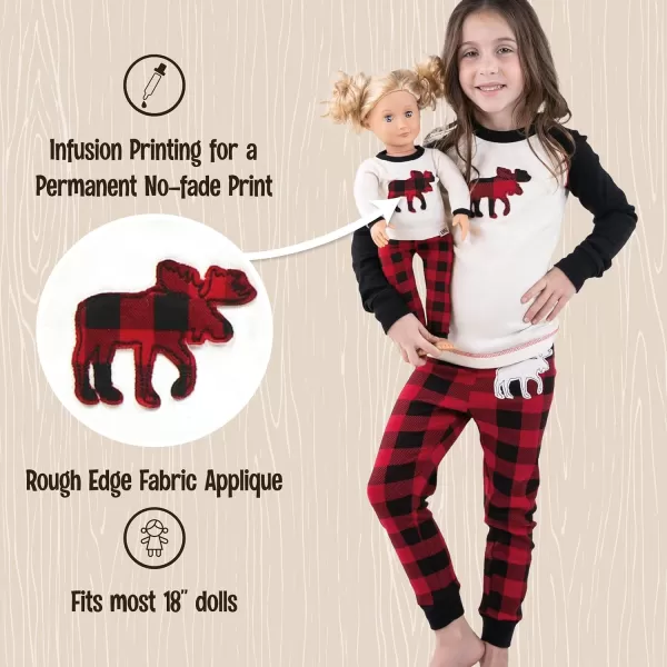 LazyOne Matching Sleep Wild Doll Pjs for Dolls and Kids American 18Inch Girl Doll Accessories Doll Clothes Matching Pajama Set for DollsMoose Plaid Set