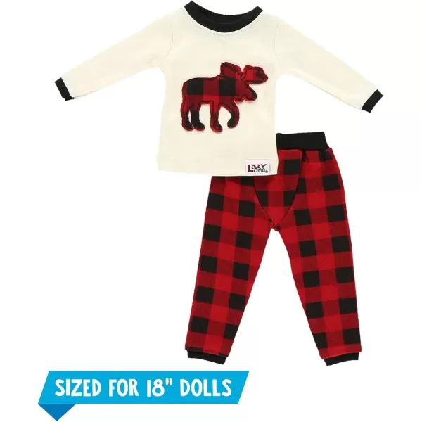 LazyOne Matching Sleep Wild Doll Pjs for Dolls and Kids American 18Inch Girl Doll Accessories Doll Clothes Matching Pajama Set for DollsMoose Plaid Set