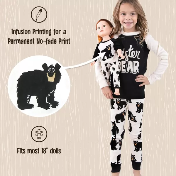 LazyOne Matching Sleep Wild Doll Pjs for Dolls and Kids American 18Inch Girl Doll Accessories Doll Clothes Matching Pajama Set for DollsSister Bear Set