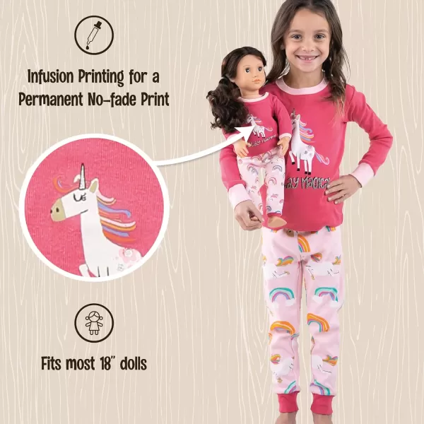 LazyOne Matching Sleep Wild Doll Pjs for Dolls and Kids American 18Inch Girl Doll Accessories Doll Clothes Matching Pajama Set for DollsStay Magical Set