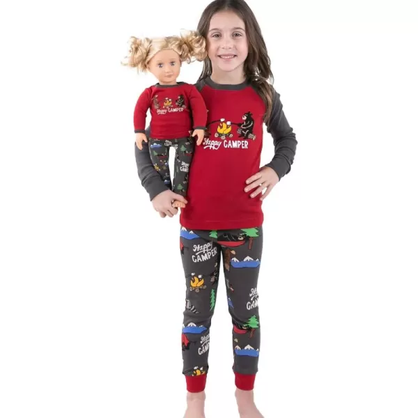 LazyOne Matching Sleep Wild Doll Pjs for Dolls and Kids American 18Inch Girl Doll Accessories Doll Clothes Matching Pajama Set for DollsHappy Camper Set