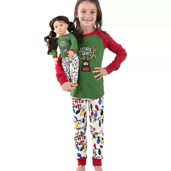 LazyOne Matching Sleep Wild Doll Pjs for Dolls and Kids American 18Inch Girl Doll Accessories Doll Clothes Matching Pajama Set for DollsLights Out Set