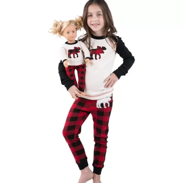 LazyOne Matching Sleep Wild Doll Pjs for Dolls and Kids American 18Inch Girl Doll Accessories Doll Clothes Matching Pajama Set for DollsMoose Plaid Set