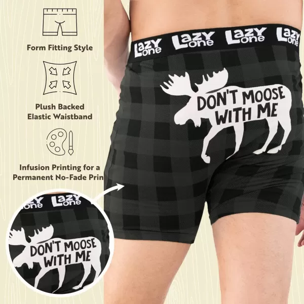 Lazy One Funny Boxer Briefs for Men Underwear for Men Gag Gifts For MenDont Moose With Me