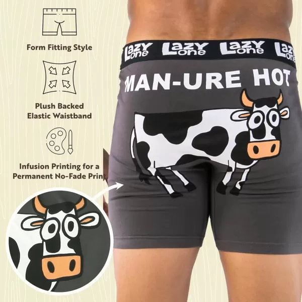Lazy One Funny Boxer Briefs for Men Underwear for Men Gag Gifts For MenManure Hot