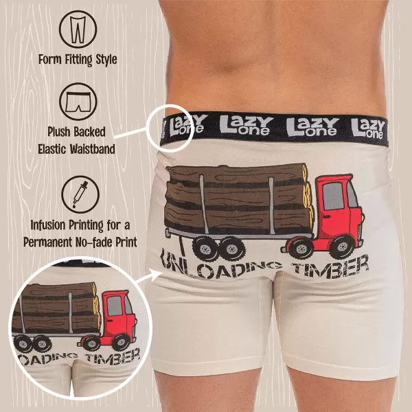 Lazy One Funny Boxer Briefs for Men Underwear for Men Gag Gifts For MenUnloading Timber