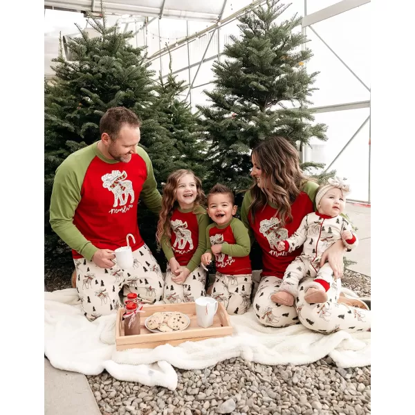 Lazy One Matching Christmas Pajamas for Family Cute Matching Christmas PJs for Family Adults Teens Kids Babies ampamp Dog PJsMoosletoe Pajama Set