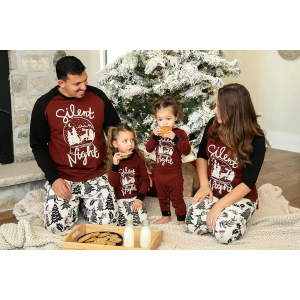 Lazy One Matching Christmas Pajamas for Family Cute Matching Christmas PJs for Family Adults Teens Kids Babies ampamp Dog PJsSilent Night Pajama Sets