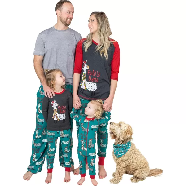 Lazy One Matching Family Pajama Sets for Adults Teens Kids and The Dog FA La La LlamaFa La La Llama Womens Pajama Shirt