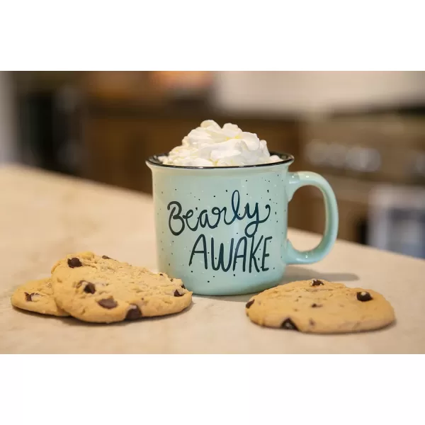 Lazy One Novelty Mugs Funny Gift Mug for Family Friends or Coworkers in your Office Mountain MooseBearly Awake Blue Mug