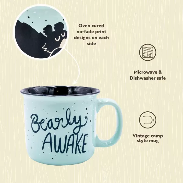 Lazy One Novelty Mugs Funny Gift Mug for Family Friends or Coworkers in your Office Mountain MooseBearly Awake Blue Mug