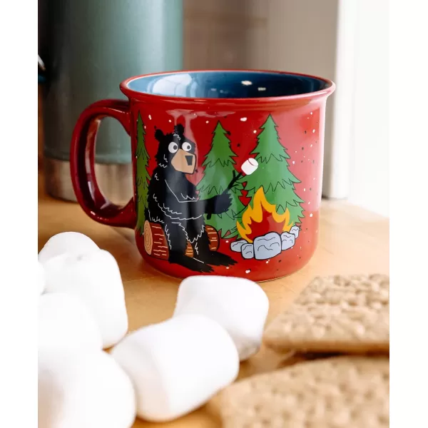Lazy One Novelty Mugs Funny Gift Mug for Family Friends or Coworkers in your Office Mountain MooseHappy Camper Bear Mug