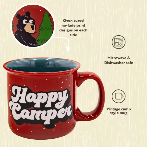 Lazy One Novelty Mugs Funny Gift Mug for Family Friends or Coworkers in your Office Mountain MooseHappy Camper Bear Mug
