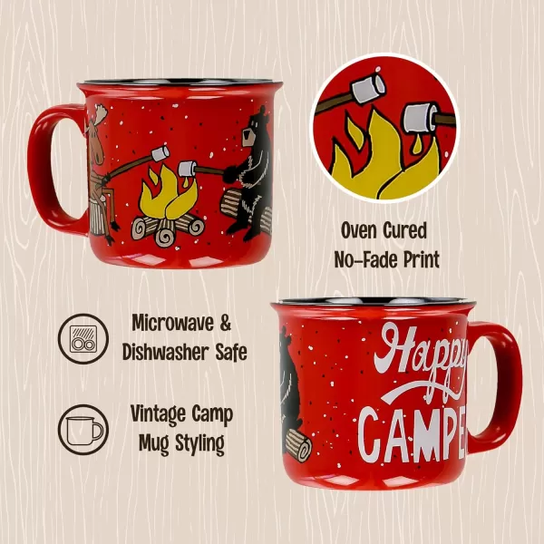 Lazy One Novelty Mugs Funny Gift Mug for Family Friends or Coworkers in your Office Mountain MooseHappy Camper Mug