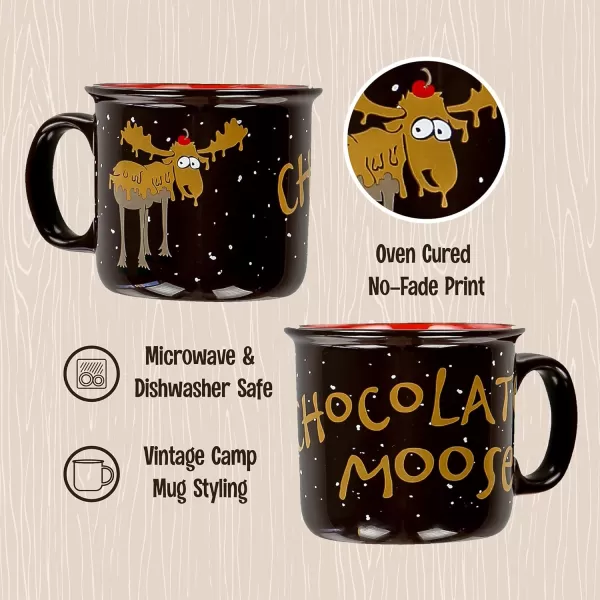 Lazy One Novelty Mugs Funny Gift Mug for Family Friends or Coworkers in your Office Set of 4 Chocolate Moose