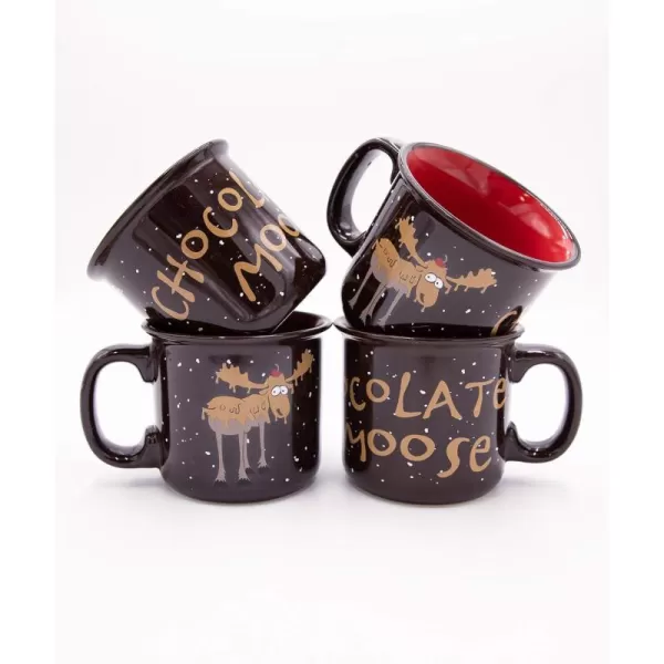 Lazy One Novelty Mugs Funny Gift Mug for Family Friends or Coworkers in your Office Set of 4 Chocolate Moose