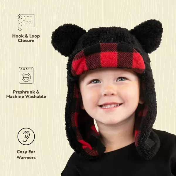 Lazy One Critter Cap Hat for Kids Fun ColdWeather Animal Hats Cute Warm Winter Cozy Ear coversBear Critter Cap