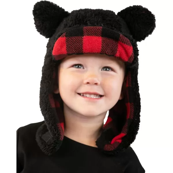 Lazy One Critter Cap Hat for Kids Fun ColdWeather Animal Hats Cute Warm Winter Cozy Ear coversBear Critter Cap