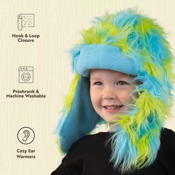Lazy One Critter Cap Hat for Kids Fun ColdWeather Animal Hats Cute Warm Winter Cozy Ear coversGreen Monster Critter Cap
