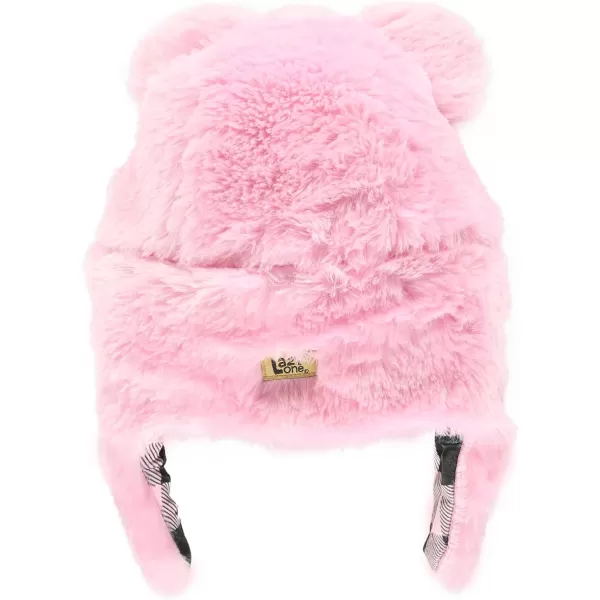 Lazy One Critter Cap Hat for Kids Fun ColdWeather Animal Hats Cute Warm Winter Cozy Ear coversPink Bear Critter Cap