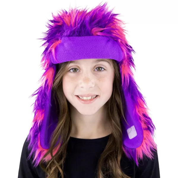 Lazy One Critter Cap Hat for Kids Fun ColdWeather Animal Hats Cute Warm Winter Cozy Ear coversPink Monster Critter Cap