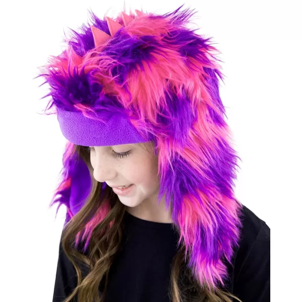 Lazy One Critter Cap Hat for Kids Fun ColdWeather Animal Hats Cute Warm Winter Cozy Ear coversPink Monster Critter Cap