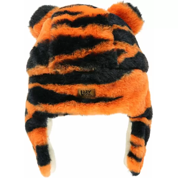 Lazy One Critter Cap Hat for Kids Fun ColdWeather Animal Hats Cute Warm Winter Cozy Ear coversTiger Critter Cap
