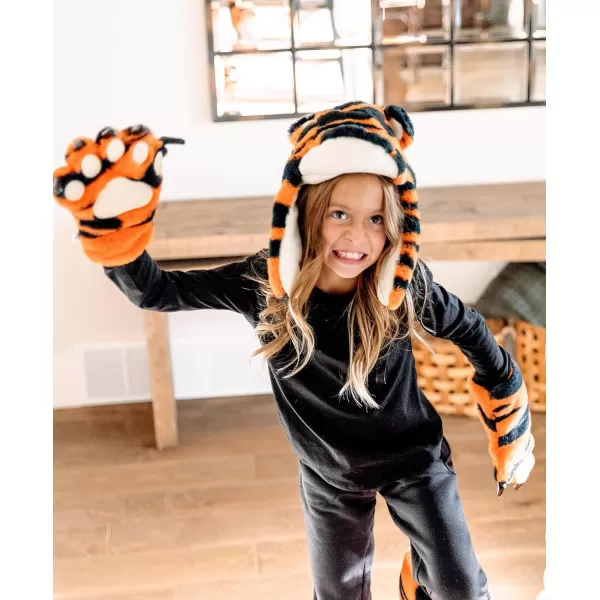 Lazy One Critter Cap Hat for Kids Fun ColdWeather Animal Hats Cute Warm Winter Cozy Ear coversTiger Critter Cap