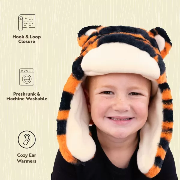 Lazy One Critter Cap Hat for Kids Fun ColdWeather Animal Hats Cute Warm Winter Cozy Ear coversTiger Critter Cap