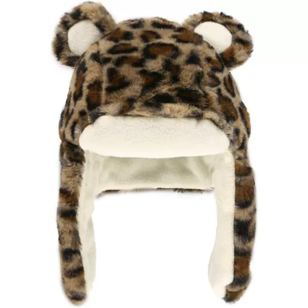 Lazy One Critter Cap Hat for Kids Fun ColdWeather Animal Hats Cute Warm Winter Cozy Ear coversLeopard Critter Cap