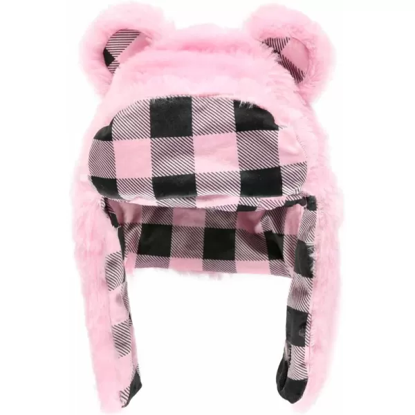 Lazy One Critter Cap Hat for Kids Fun ColdWeather Animal Hats Cute Warm Winter Cozy Ear coversPink Bear Critter Cap