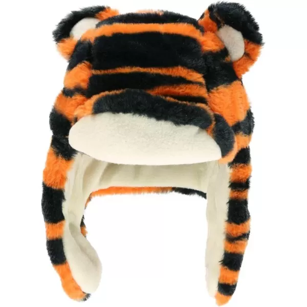 Lazy One Critter Cap Hat for Kids Fun ColdWeather Animal Hats Cute Warm Winter Cozy Ear coversTiger Critter Cap
