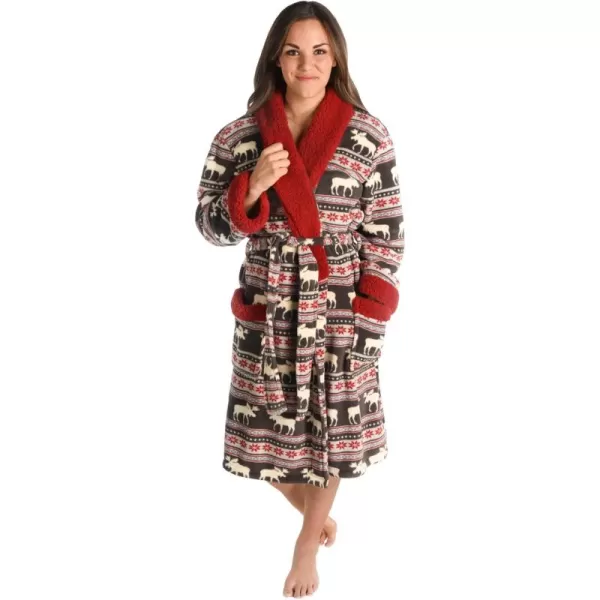 Lazy One Moose Fair Isle UltraCozy Bathrobes for Women Animal Cabin Holiday SM