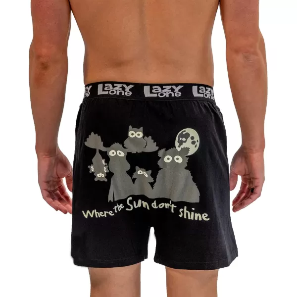 Lazy One Funny Animal Boxers Novelty Boxer Shorts Gag Gifts for Men Humorous Underwear for MenBlack Where the Sun Dont Shine Boxers