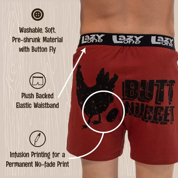 Lazy One Funny Animal Boxers Novelty Boxer Shorts Gag Gifts for Men Humorous Underwear for MenButt Nugget Boxer