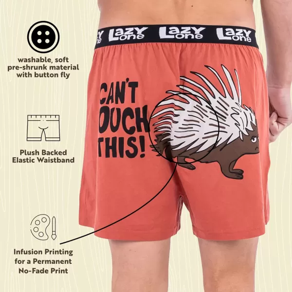 Lazy One Funny Animal Boxers Novelty Boxer Shorts Gag Gifts for Men Humorous Underwear for MenCant Touch Boxers