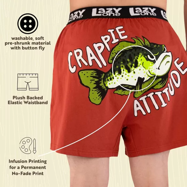 Lazy One Funny Animal Boxers Novelty Boxer Shorts Gag Gifts for Men Humorous Underwear for MenCrappie Attitude Boxers