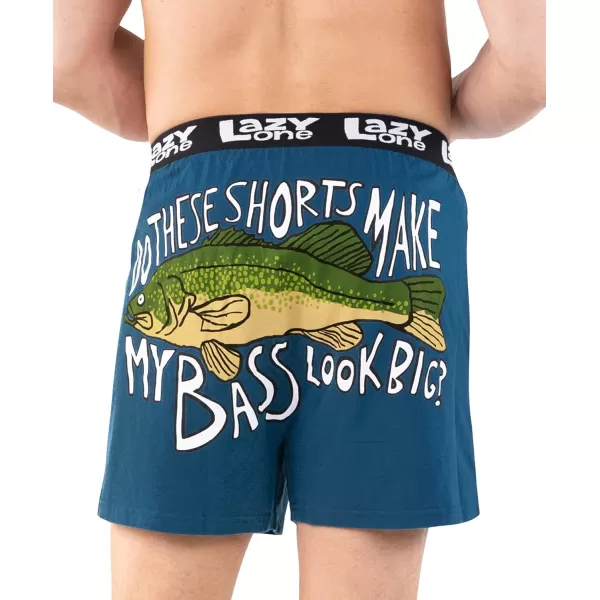 Lazy One Funny Animal Boxers Novelty Boxer Shorts Gag Gifts for Men Humorous Underwear for MenDark Blue Asleep at the Reel Boxers