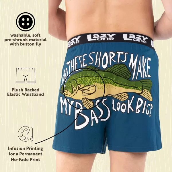 Lazy One Funny Animal Boxers Novelty Boxer Shorts Gag Gifts for Men Humorous Underwear for MenDark Blue Asleep at the Reel Boxers