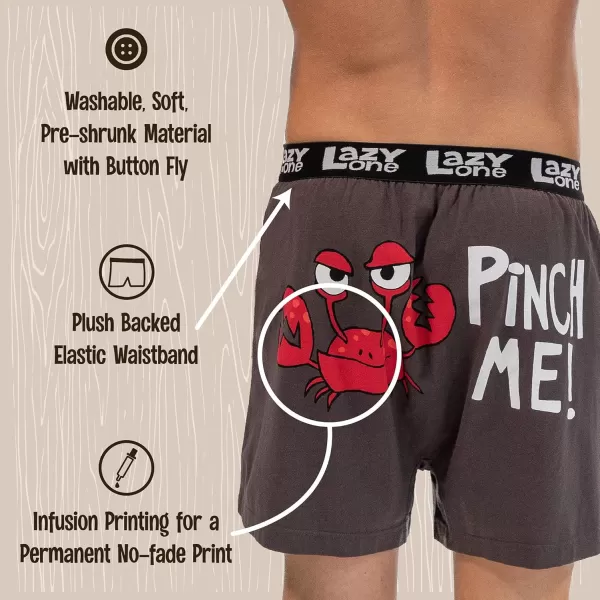 Lazy One Funny Animal Boxers Novelty Boxer Shorts Gag Gifts for Men Humorous Underwear for MenGrey Pinch Me Boxers