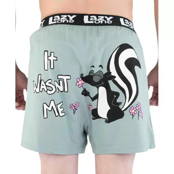 Lazy One Funny Animal Boxers Novelty Boxer Shorts Gag Gifts for Men Humorous Underwear for MenIt Wasnt Me Blue Boxers