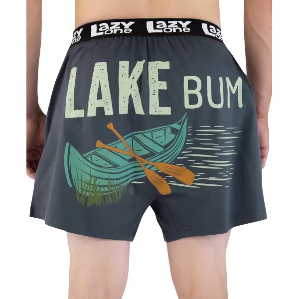 Lazy One Funny Animal Boxers Novelty Boxer Shorts Gag Gifts for Men Humorous Underwear for MenLake Bum Boxers